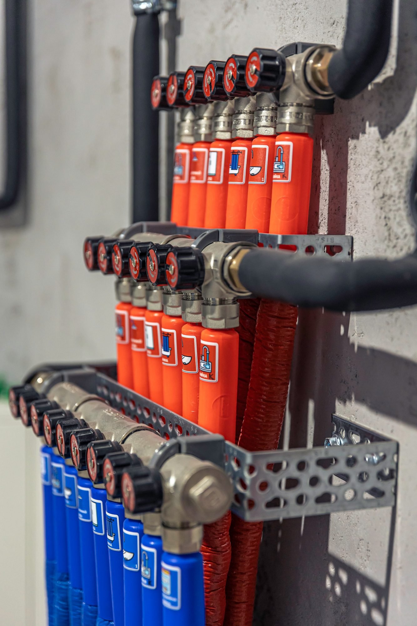 Modern autonomous heating system in the boiler room.